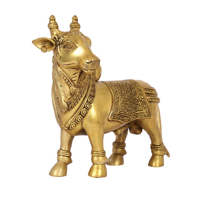 Exquisite Brass Superfine Standing Nandi Idol | 10.5"