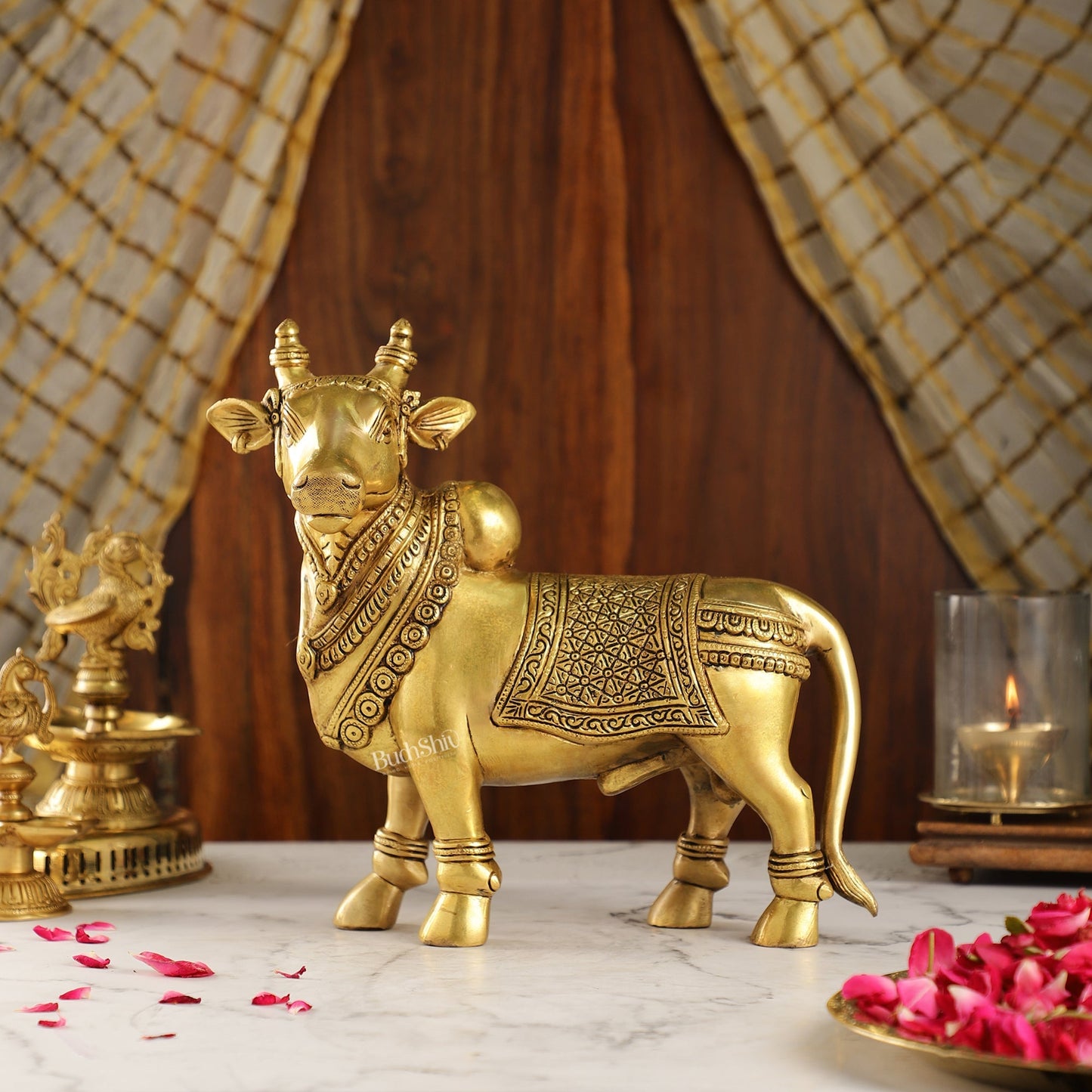 Exquisite Brass Superfine Standing Nandi Idol | 10.5"