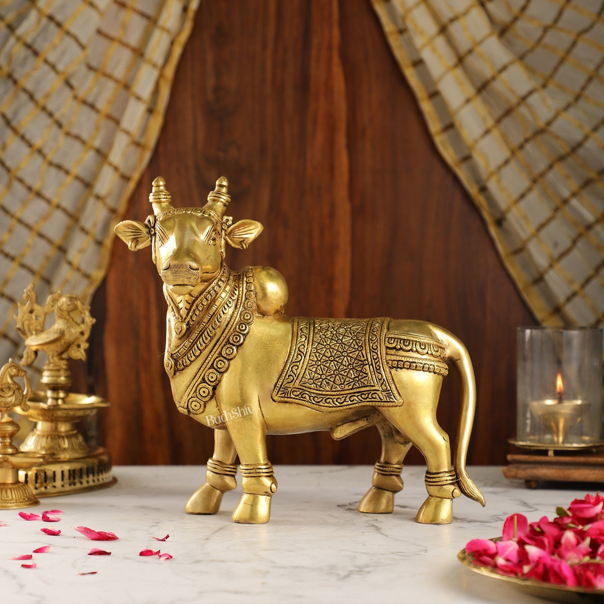 Exquisite Brass Superfine Standing Nandi Idol | 10.5"