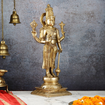 Exquisite Brass Superfine Standing Vishnu Idol | 18" Height |