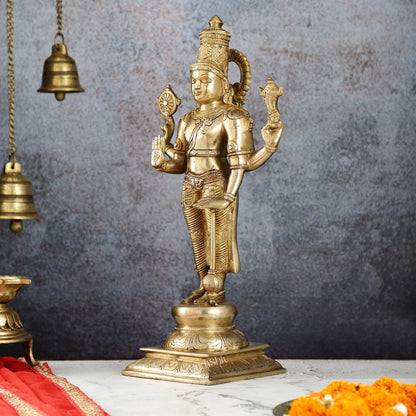 Exquisite Brass Superfine Standing Vishnu Idol | 18" Height |