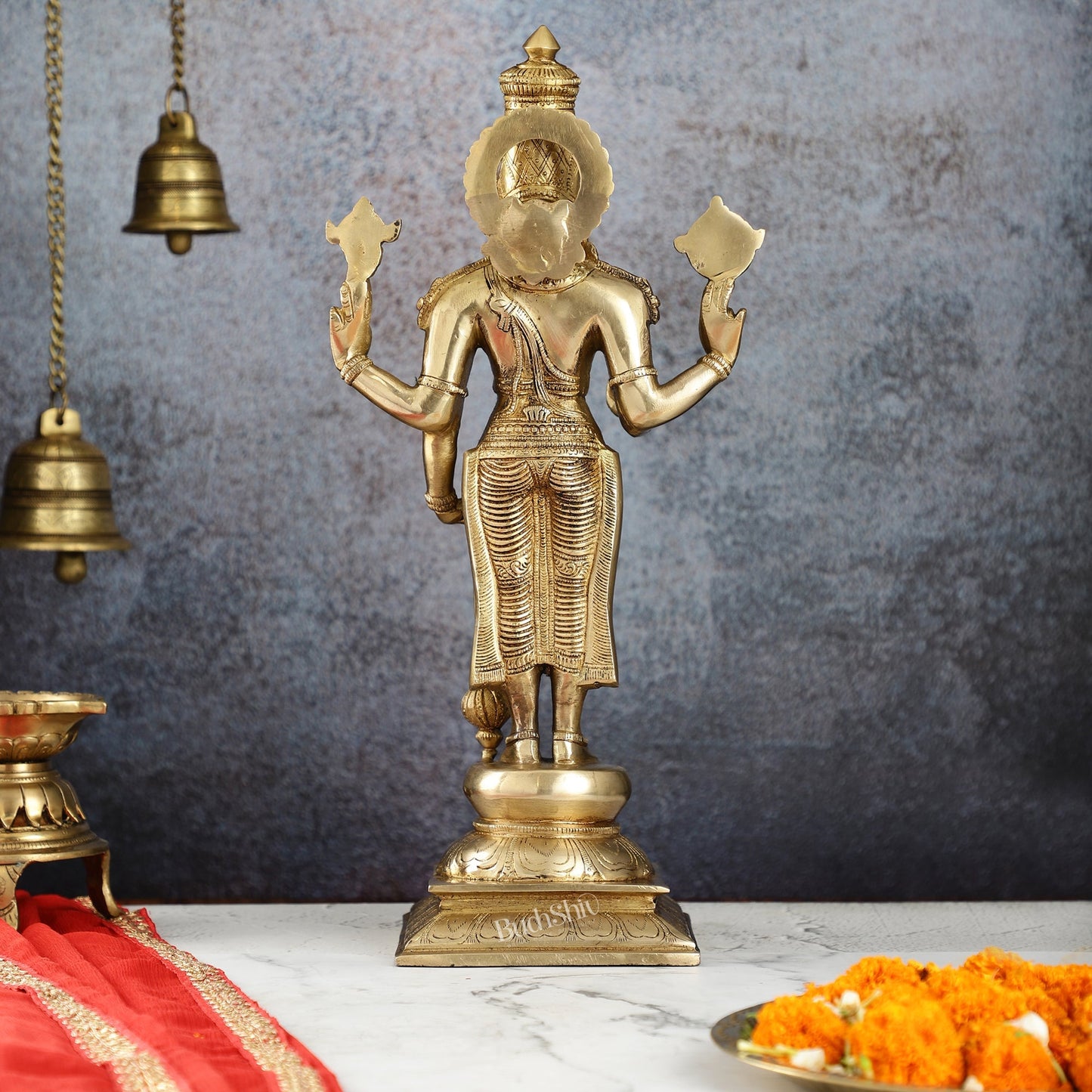 Exquisite Brass Superfine Standing Vishnu Idol | 18" Height |