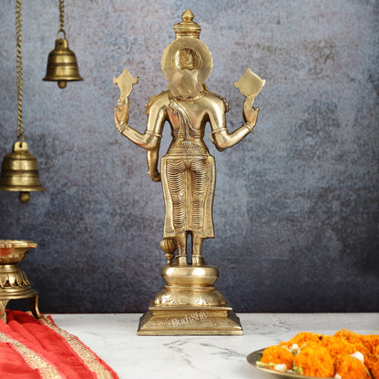 Exquisite Brass Superfine Standing Vishnu Idol | 18" Height |