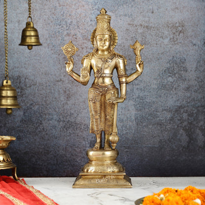 Exquisite Brass Superfine Standing Vishnu Idol | 18" Height |