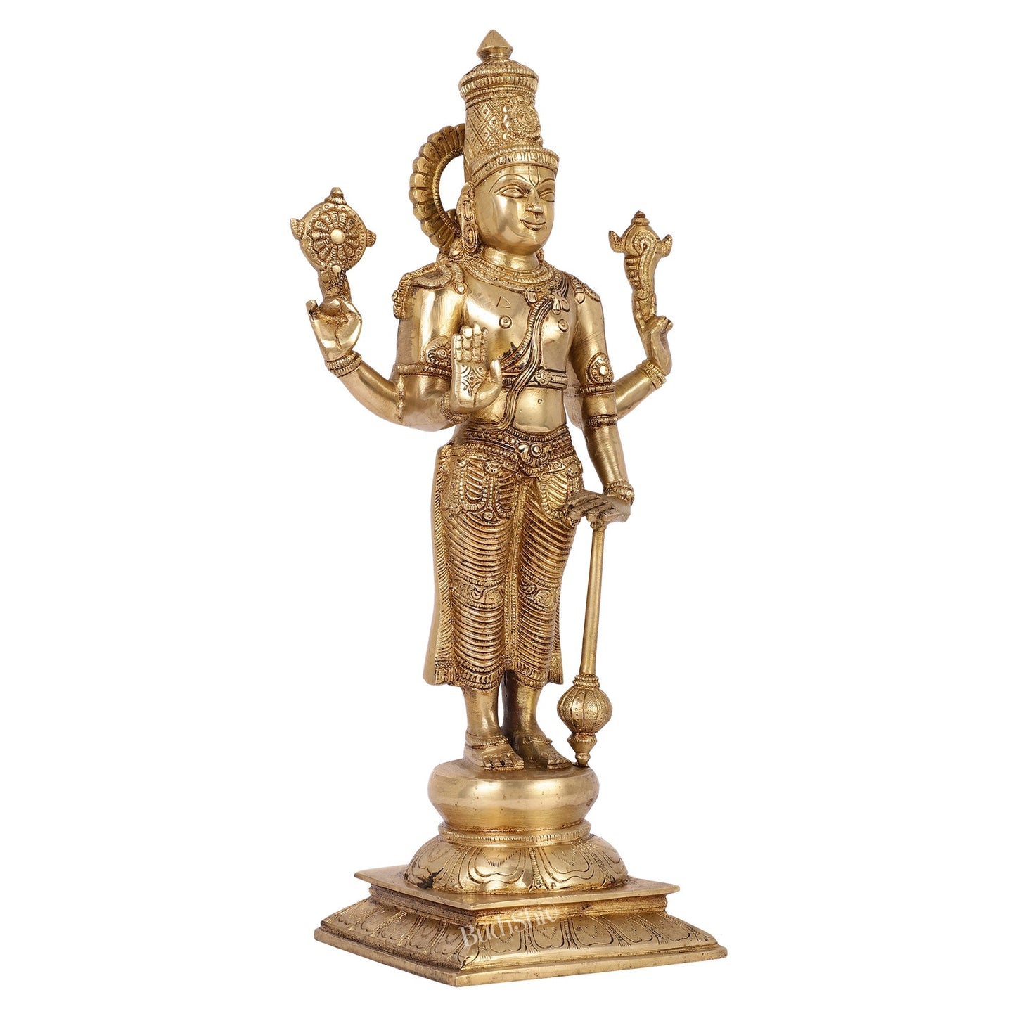 Exquisite Brass Superfine Standing Vishnu Idol | 18" Height |