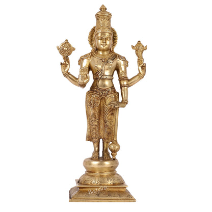 Exquisite Brass Superfine Standing Vishnu Idol | 18" Height |