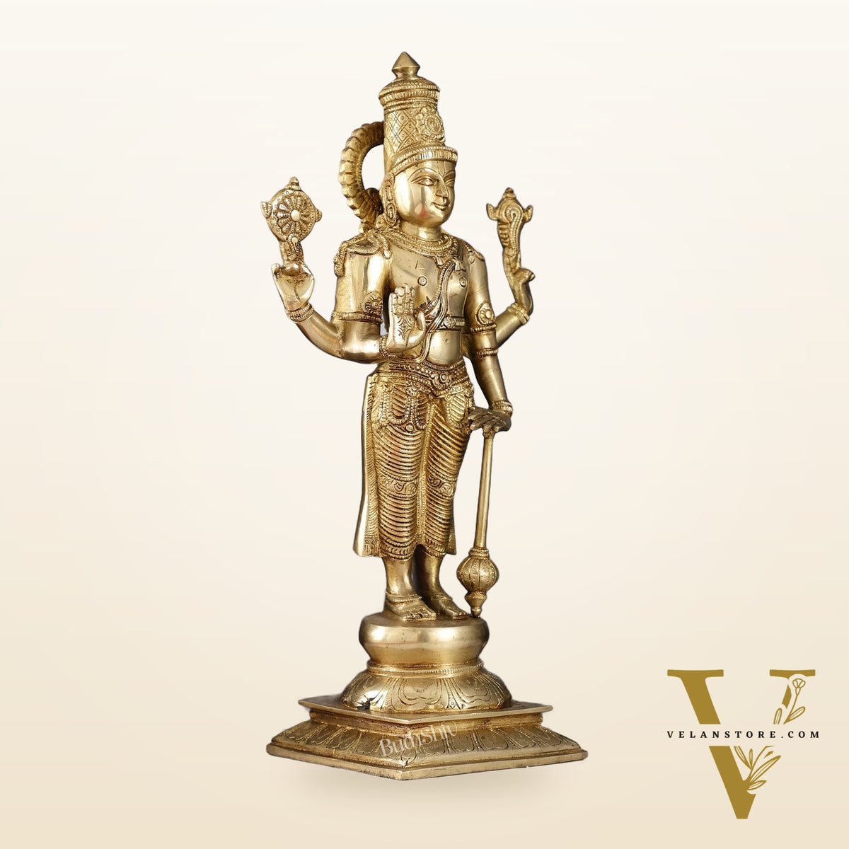 Exquisite Brass Superfine Standing Vishnu Idol | 18" Height |