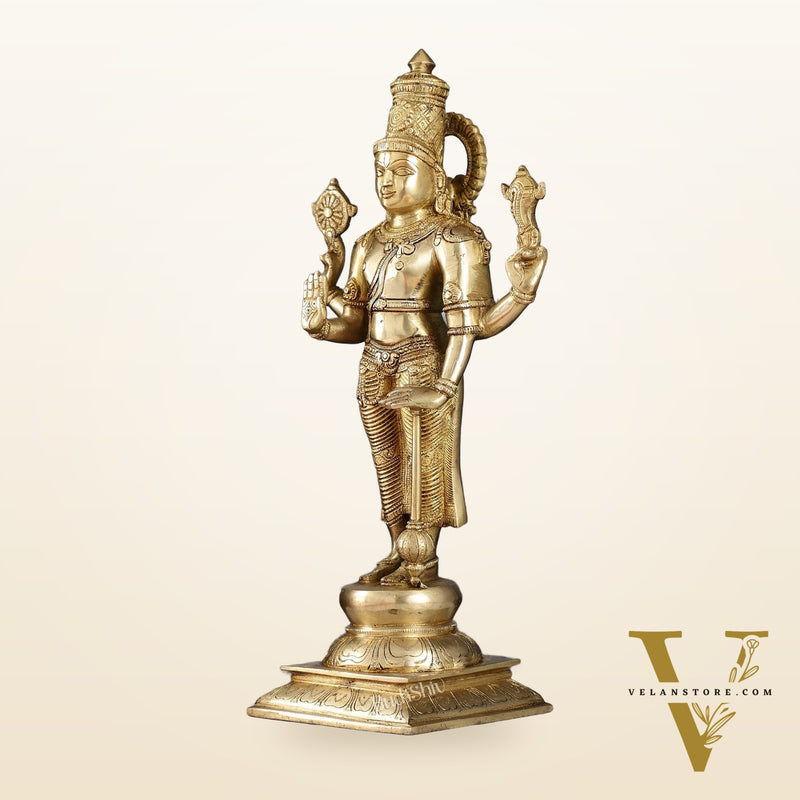 Exquisite Brass Superfine Standing Vishnu Idol | 18" Height |