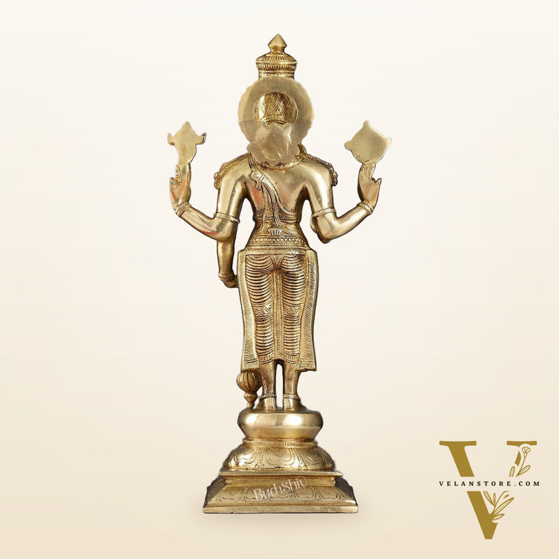 Exquisite Brass Superfine Standing Vishnu Idol | 18" Height |