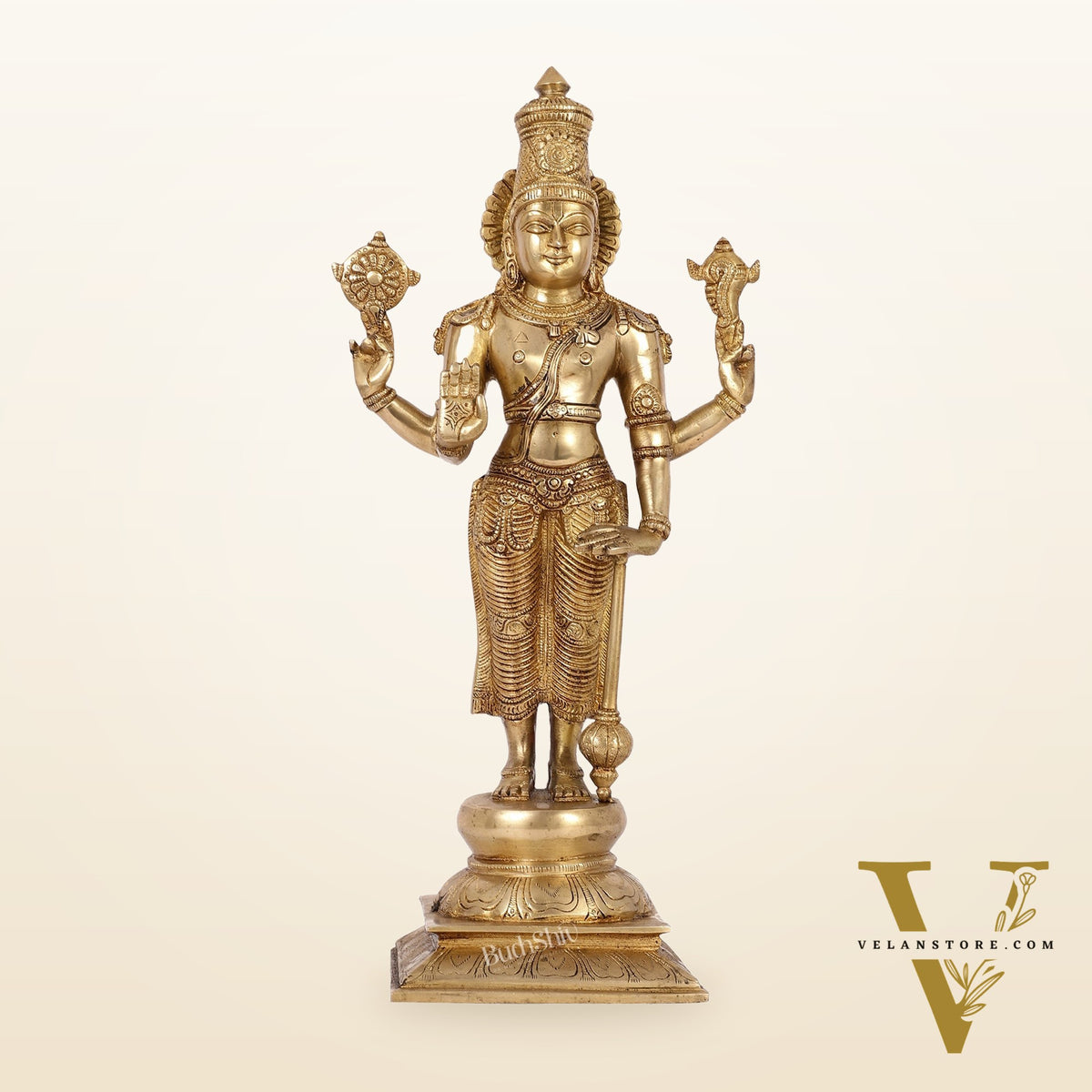 Exquisite Brass Superfine Standing Vishnu Idol | 18" Height |