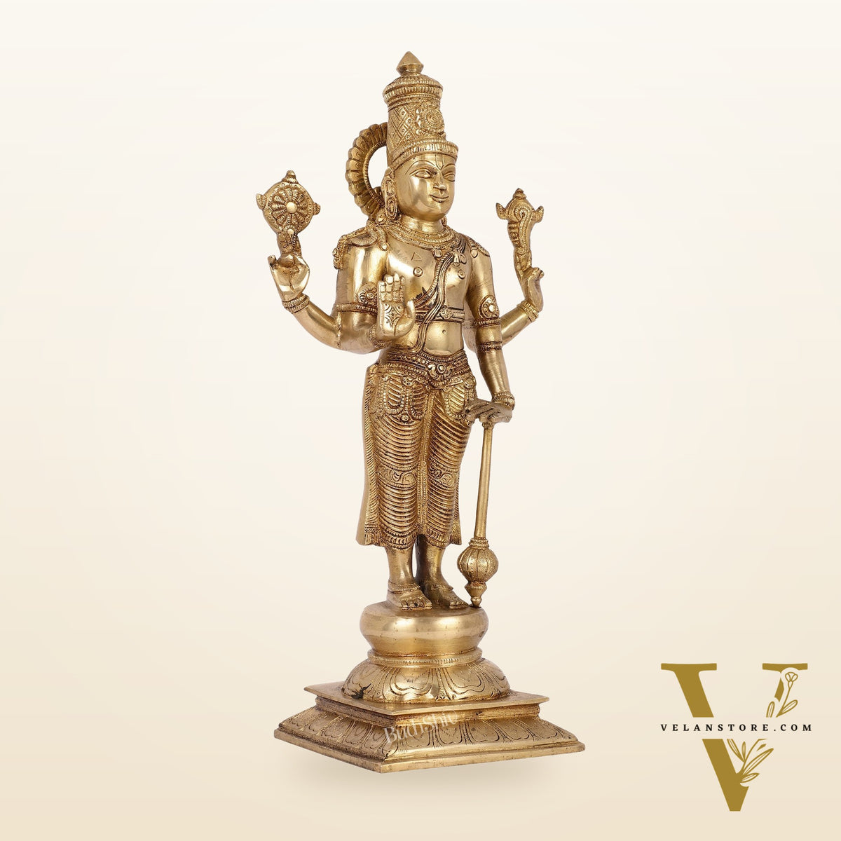 Exquisite Brass Superfine Standing Vishnu Idol | 18" Height |