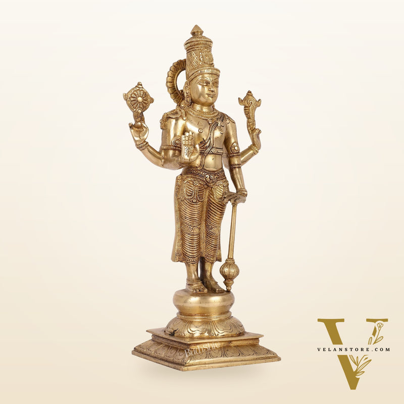 Exquisite Brass Superfine Standing Vishnu Idol | 18" Height |