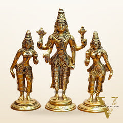 Exquisite Brass Tirupati Balaji with Bhudevi and Sridevi Idol Set -7 inch