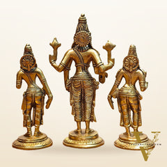 Exquisite Brass Tirupati Balaji with Bhudevi and Sridevi Idol Set -7 inch