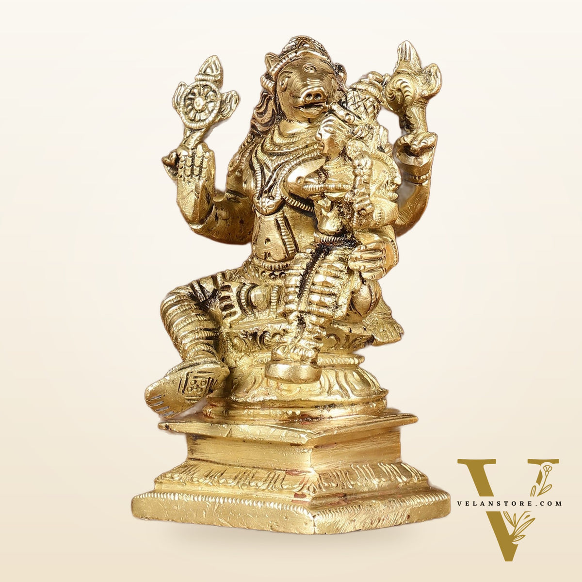 Exquisite Brass Varaha Lakshmi Idol | Height: 4 inch