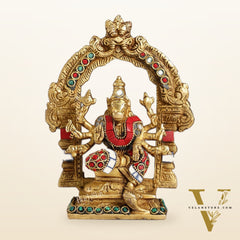 Exquisite Brass Varahi Amman Idol with Frame 6 inch stonework