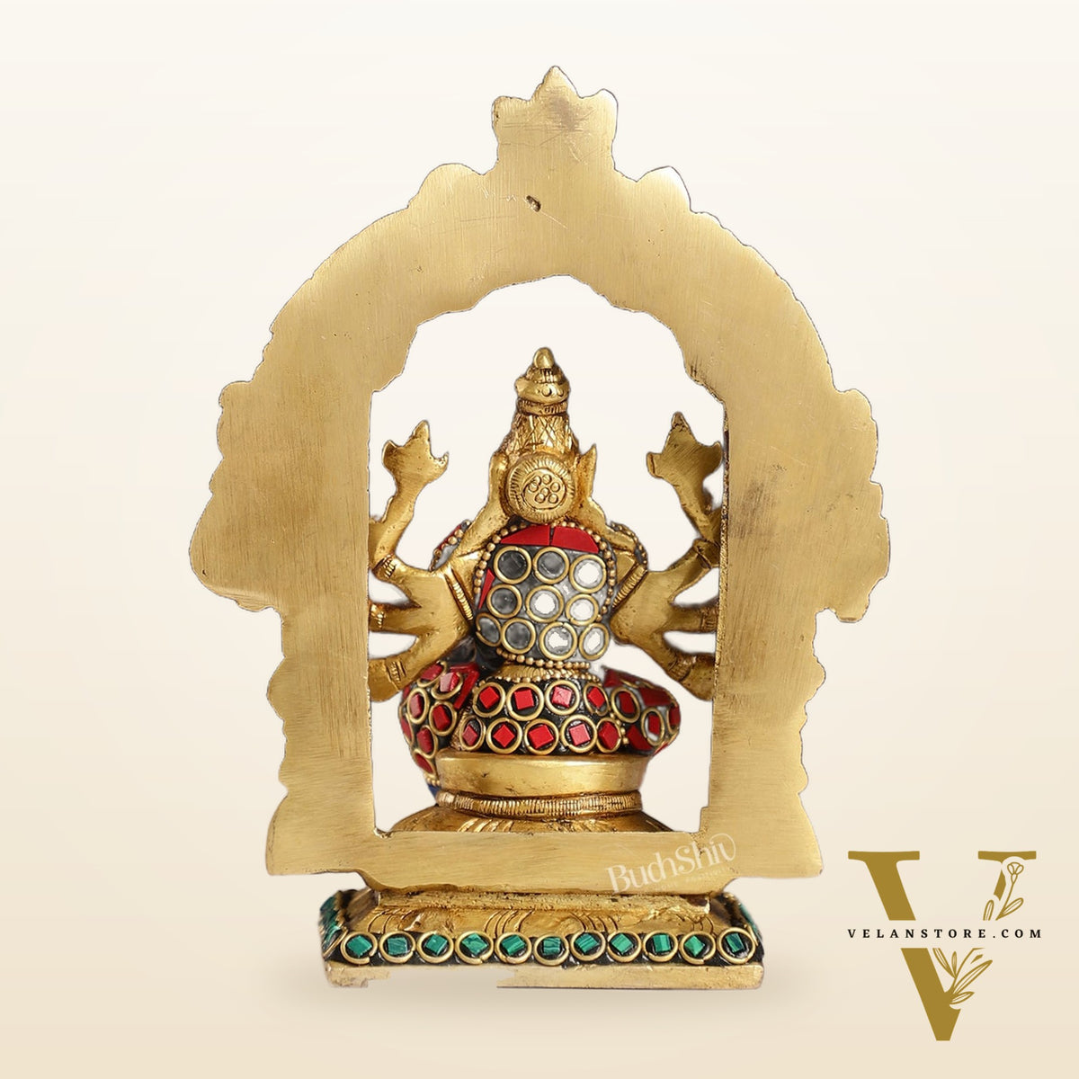 Exquisite Brass Varahi Amman Idol with Frame 6 inch stonework