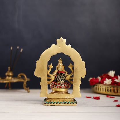 Exquisite Brass Varahi Amman Idol with Frame 6 inch stonework