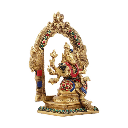 Exquisite Brass Varahi Amman Idol with Frame 6 inch stonework