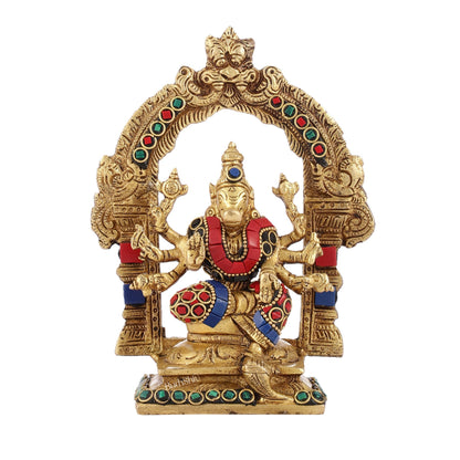 Exquisite Brass Varahi Amman Idol with Frame 6 inch stonework