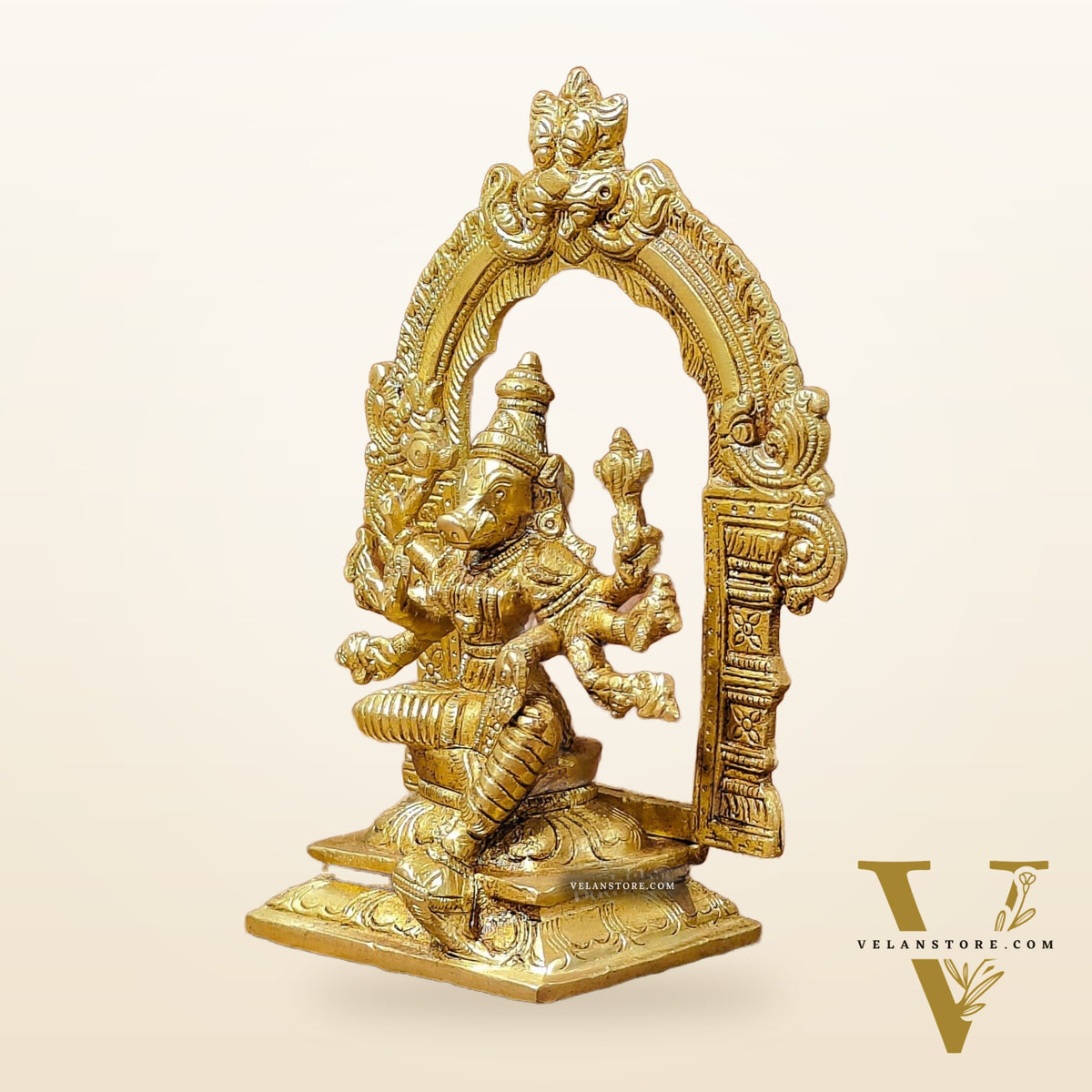 Exquisite Brass Varahi Amman Idol with Frame 6 inch