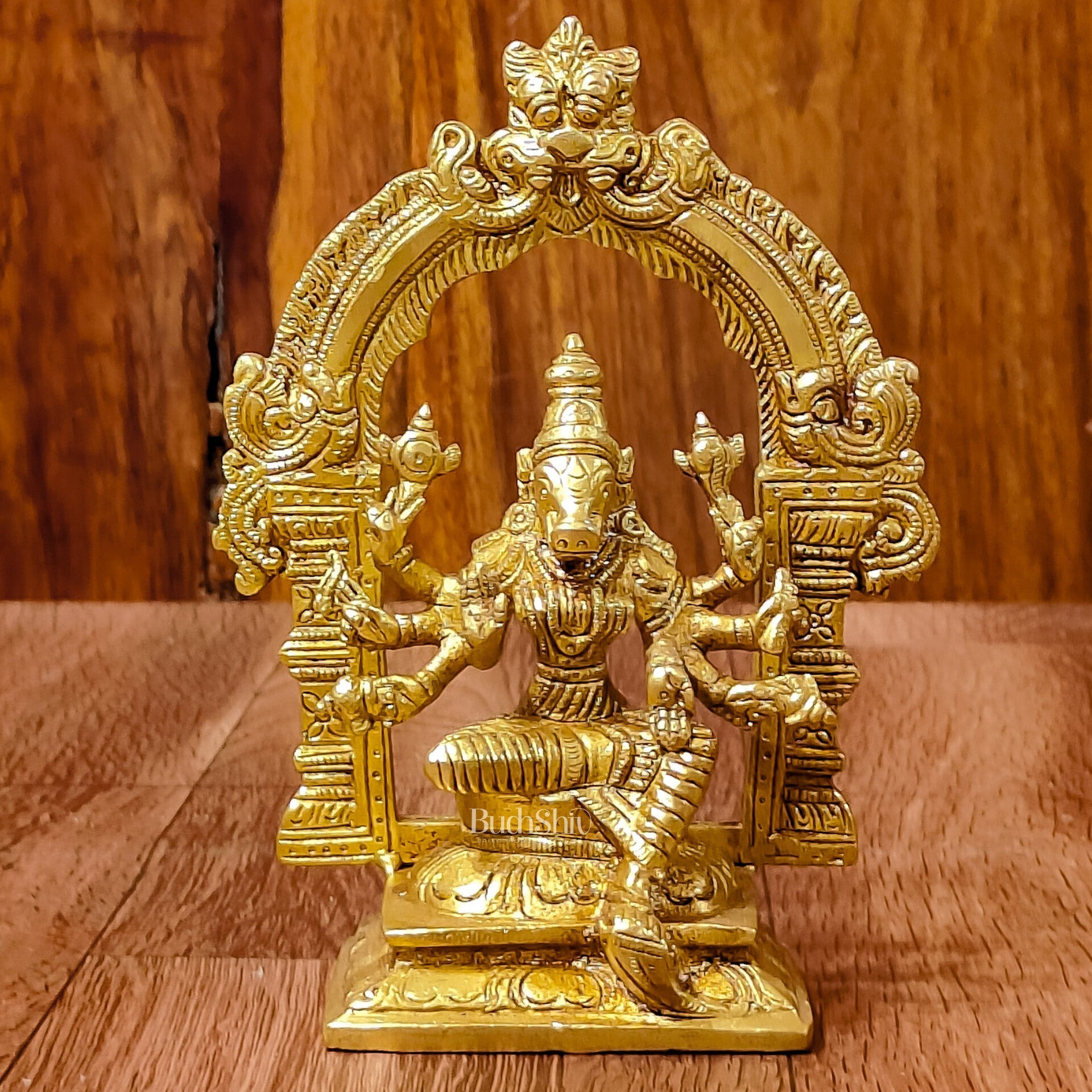 Exquisite Brass Varahi Amman Idol with Frame 6 inch