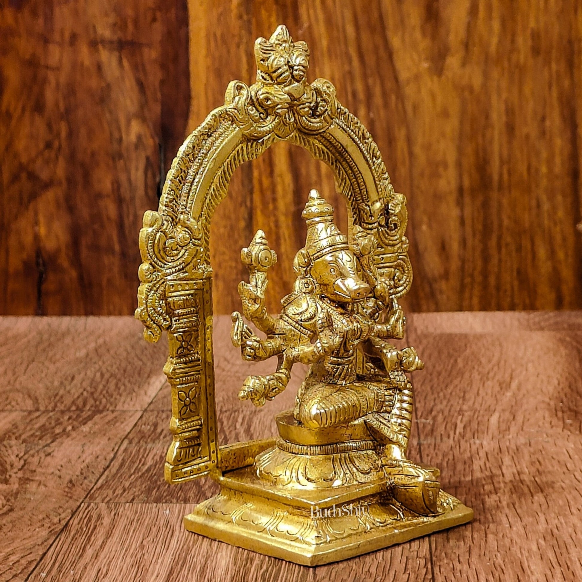 Exquisite Brass Varahi Amman Idol with Frame 6 inch