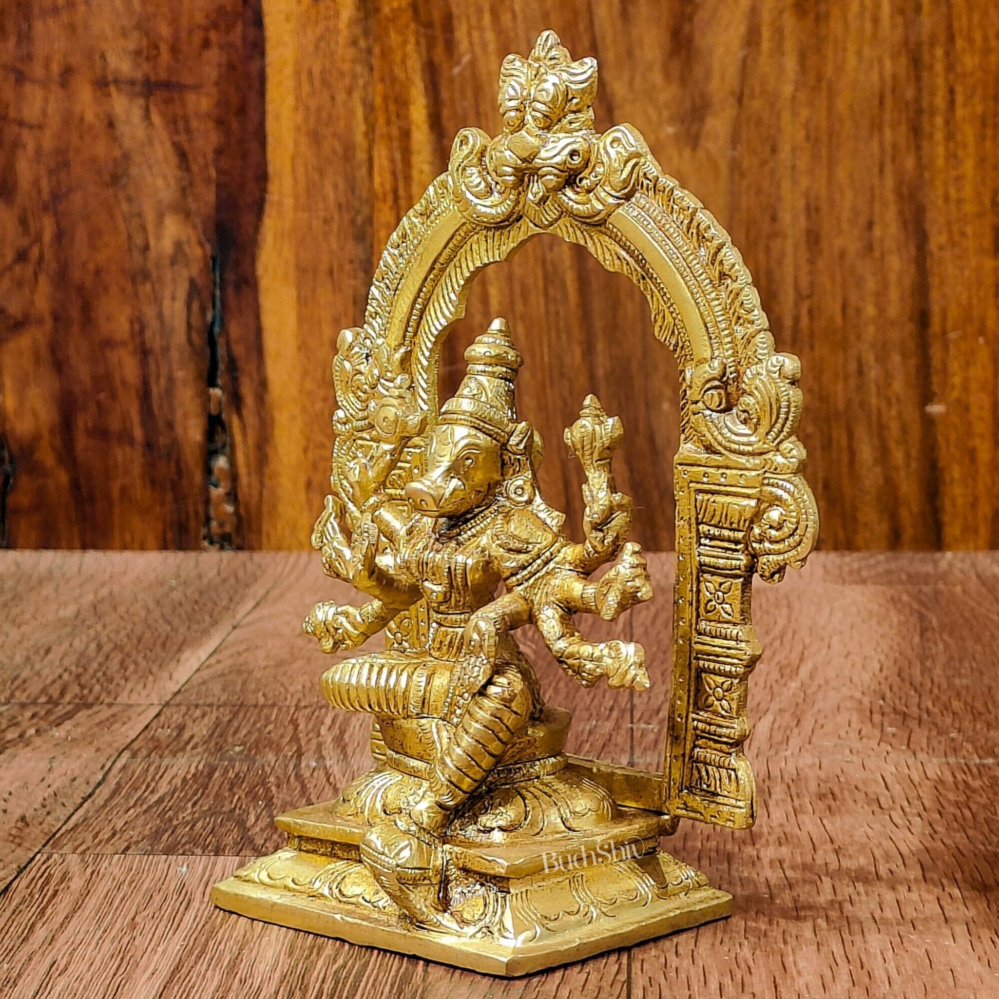 Exquisite Brass Varahi Amman Idol with Frame 6 inch