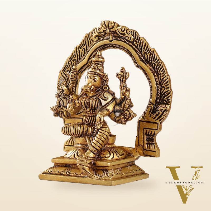 Exquisite Brass Varahi Idol with Arch | 5.5" Height | Intricate Craftsmanship