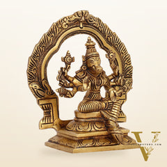 Exquisite Brass Varahi Idol with Arch | 5.5" Height | Intricate Craftsmanship