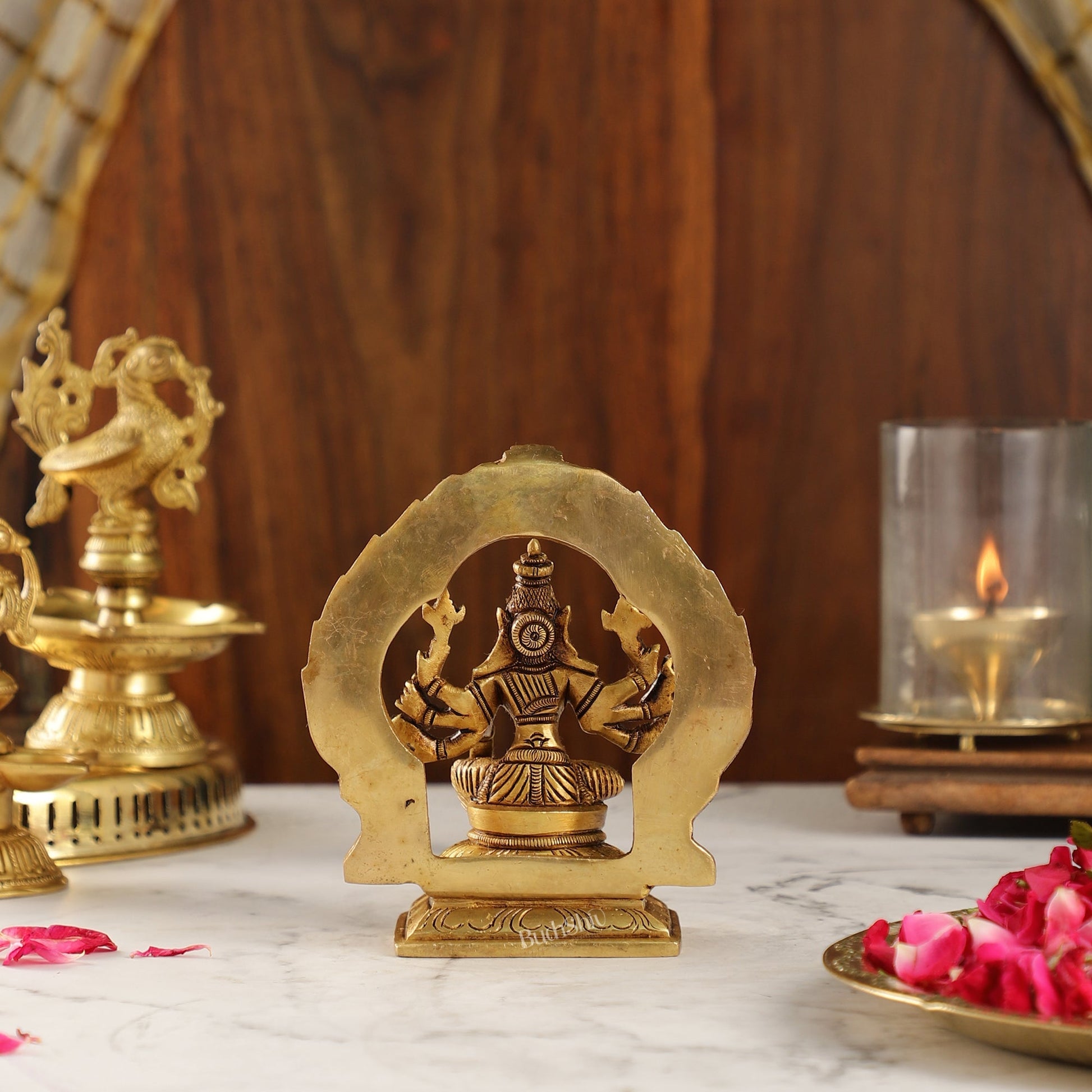 Exquisite Brass Varahi Idol with Arch | 5.5" Height | Intricate Craftsmanship