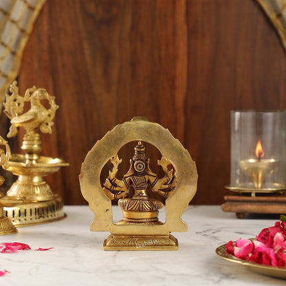 Exquisite Brass Varahi Idol with Arch | 5.5" Height | Intricate Craftsmanship