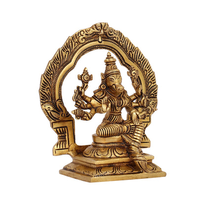 Exquisite Brass Varahi Idol with Arch | 5.5" Height | Intricate Craftsmanship