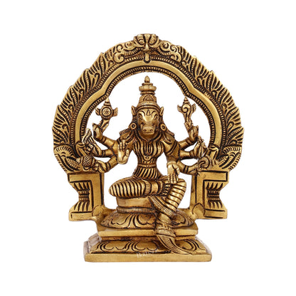 Exquisite Brass Varahi Idol with Arch | 5.5" Height | Intricate Craftsmanship