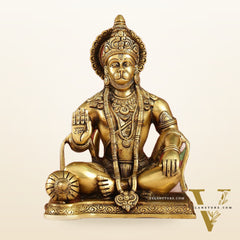 Exquisite Craftsmanship: Lord Hanuman Brass Idol 9.5"