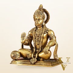 Exquisite Craftsmanship: Lord Hanuman Brass Idol 9.5"