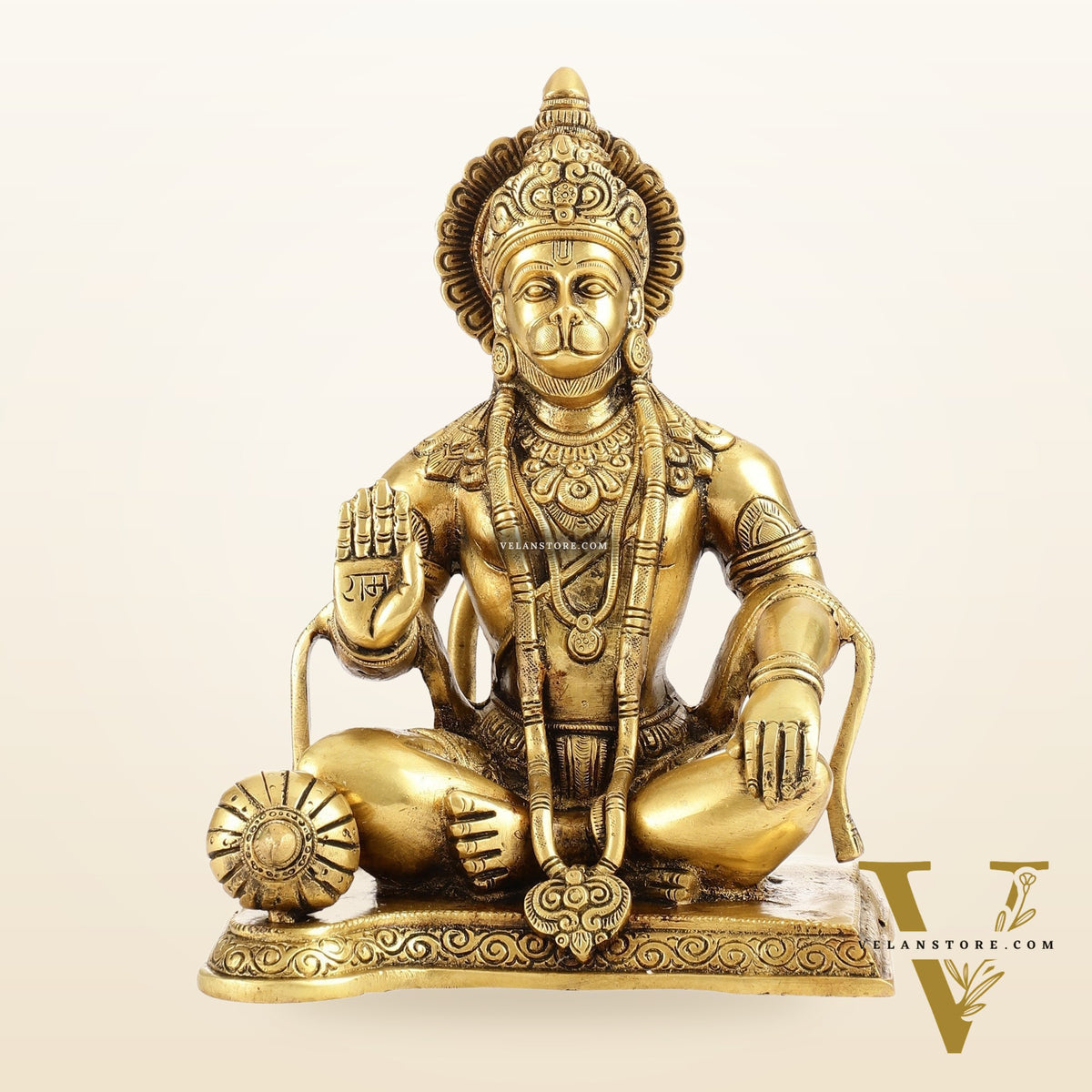 Exquisite Craftsmanship: Lord Hanuman Brass Idol 9.5"