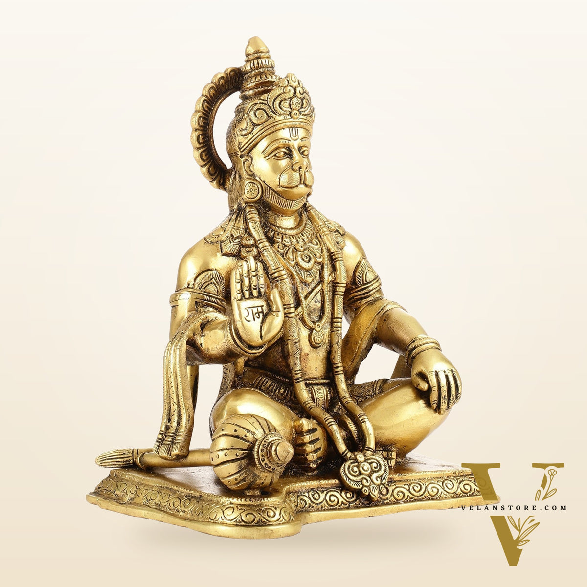 Exquisite Craftsmanship: Lord Hanuman Brass Idol 9.5"