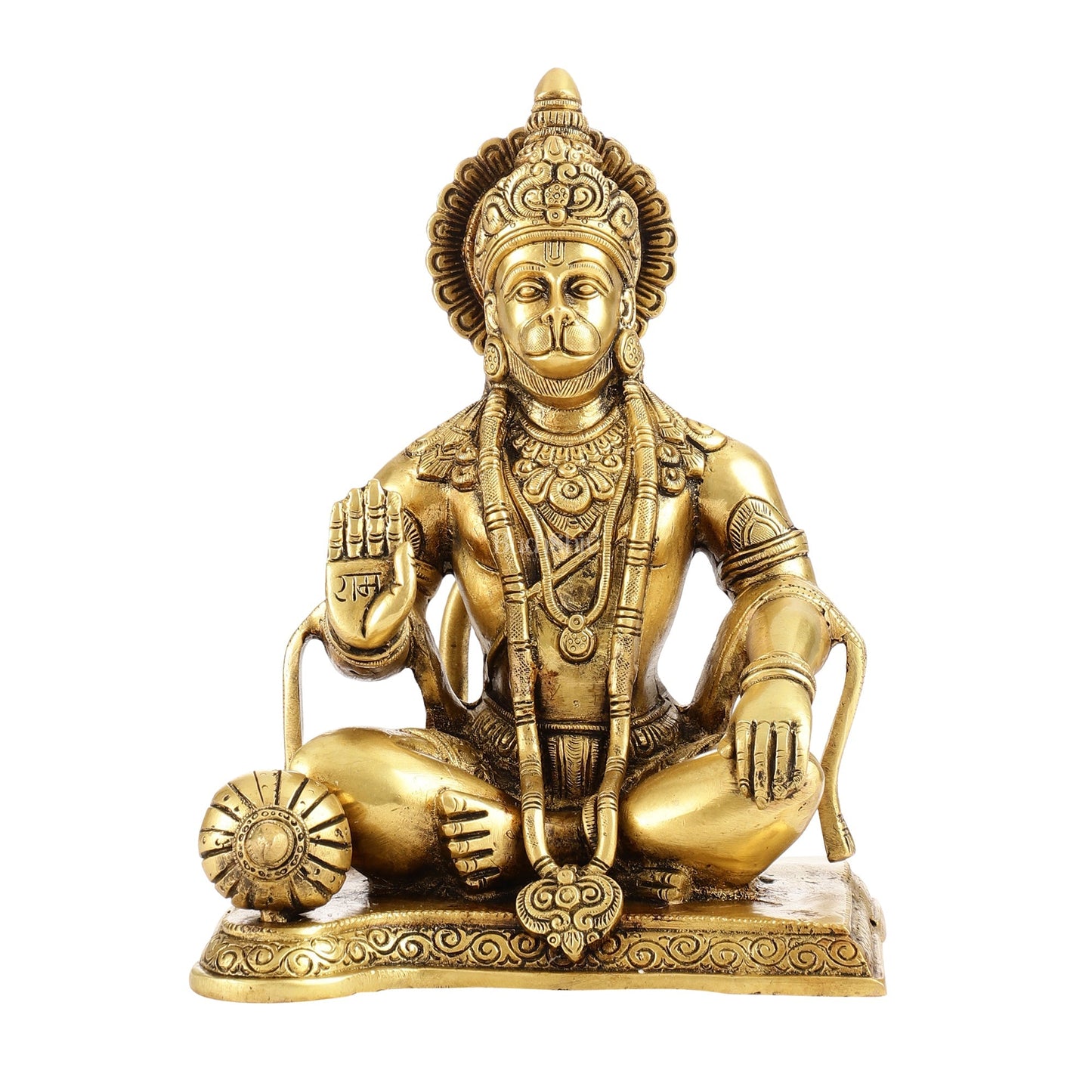 Exquisite Craftsmanship: Lord Hanuman Brass Idol 9.5"