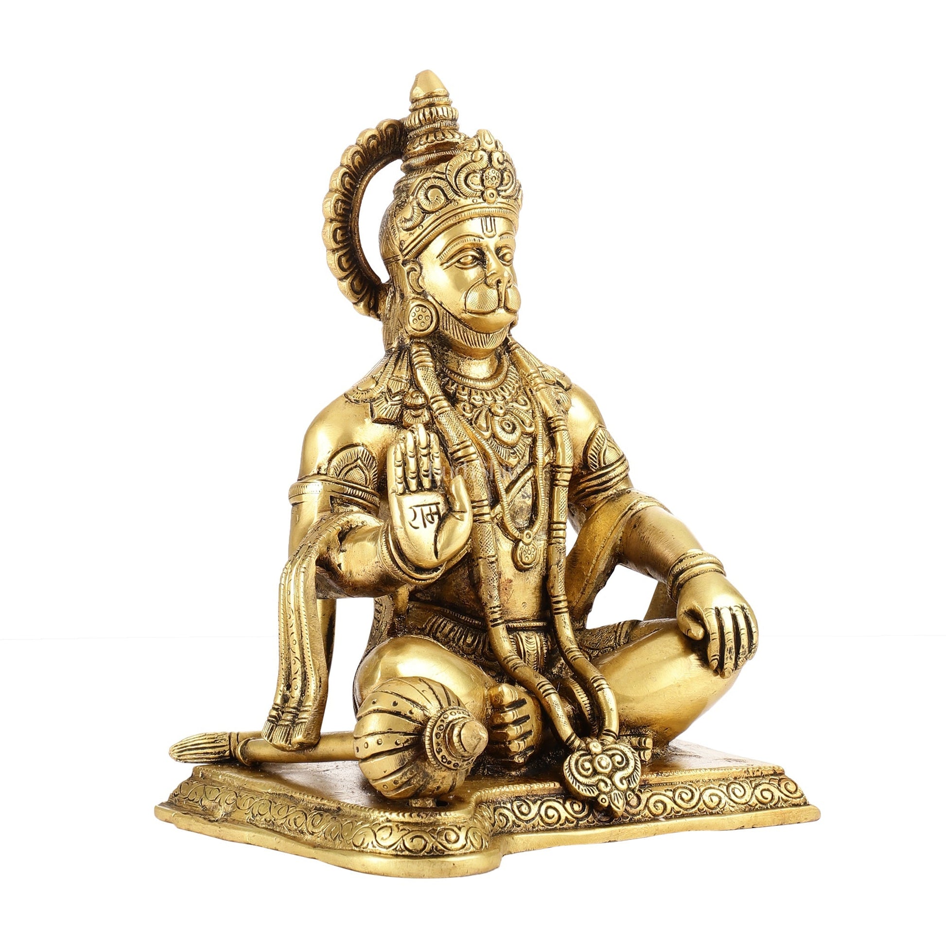 Exquisite Craftsmanship: Lord Hanuman Brass Idol 9.5"