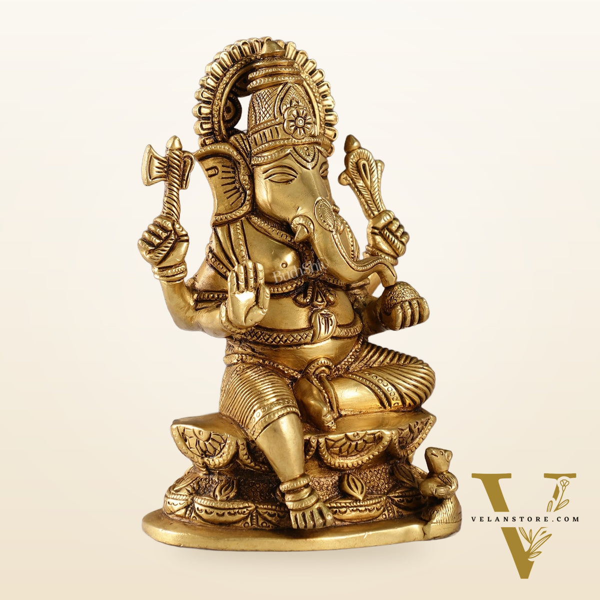 Exquisite Handcrafted Brass Ganesha Statue | Height 7 inches