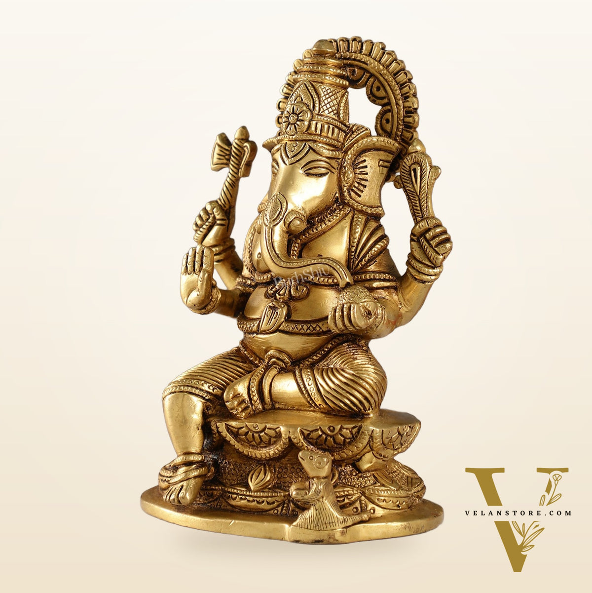 Exquisite Handcrafted Brass Ganesha Statue | Height 7 inches