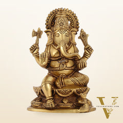 Exquisite Handcrafted Brass Ganesha Statue | Height 7 inches