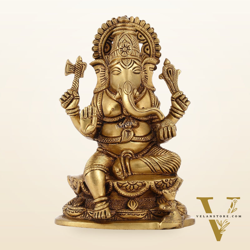 Exquisite Handcrafted Brass Ganesha Statue | Height 7 inches