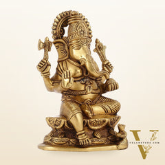 Exquisite Handcrafted Brass Ganesha Statue | Height 7 inches