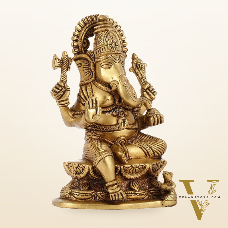 Exquisite Handcrafted Brass Ganesha Statue | Height 7 inches