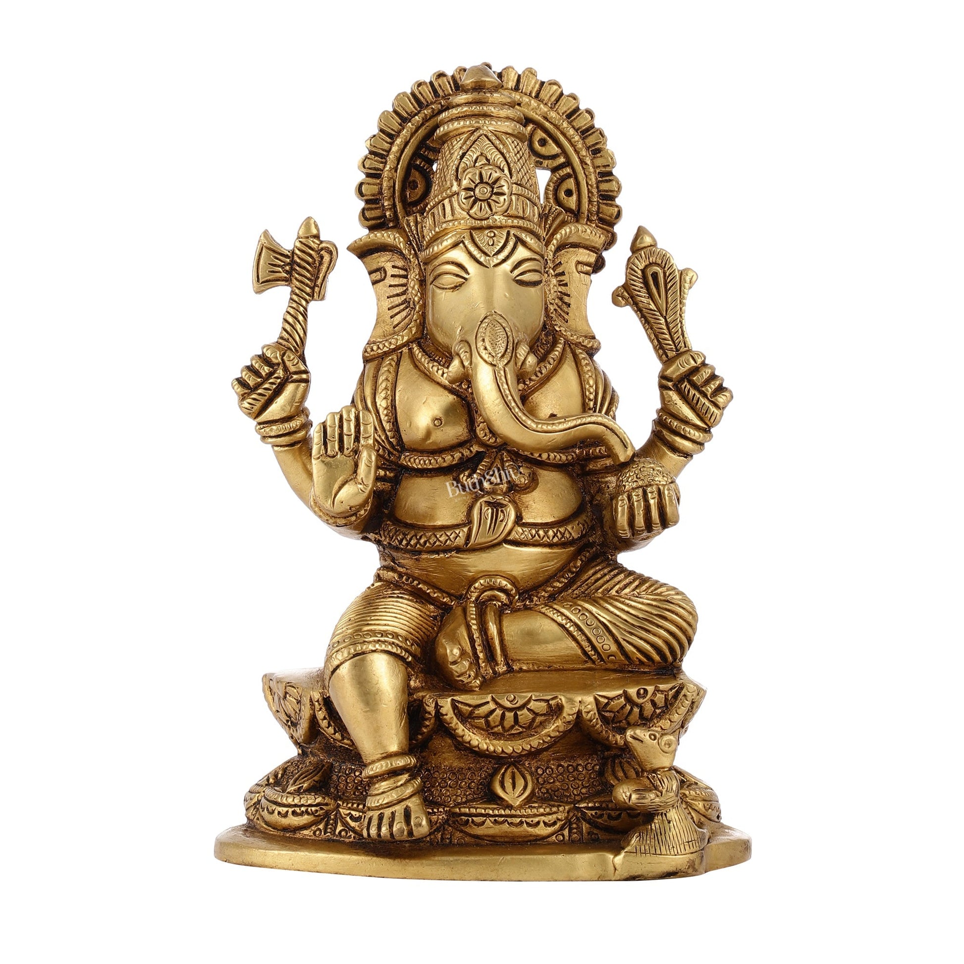 Exquisite Handcrafted Brass Ganesha Statue | Height 7 inches