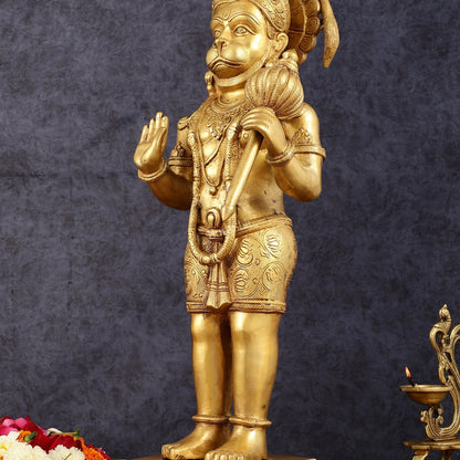 Exquisite Handcrafted Brass Lord Hanuman Statue - 23" Aashirwaad Mudra