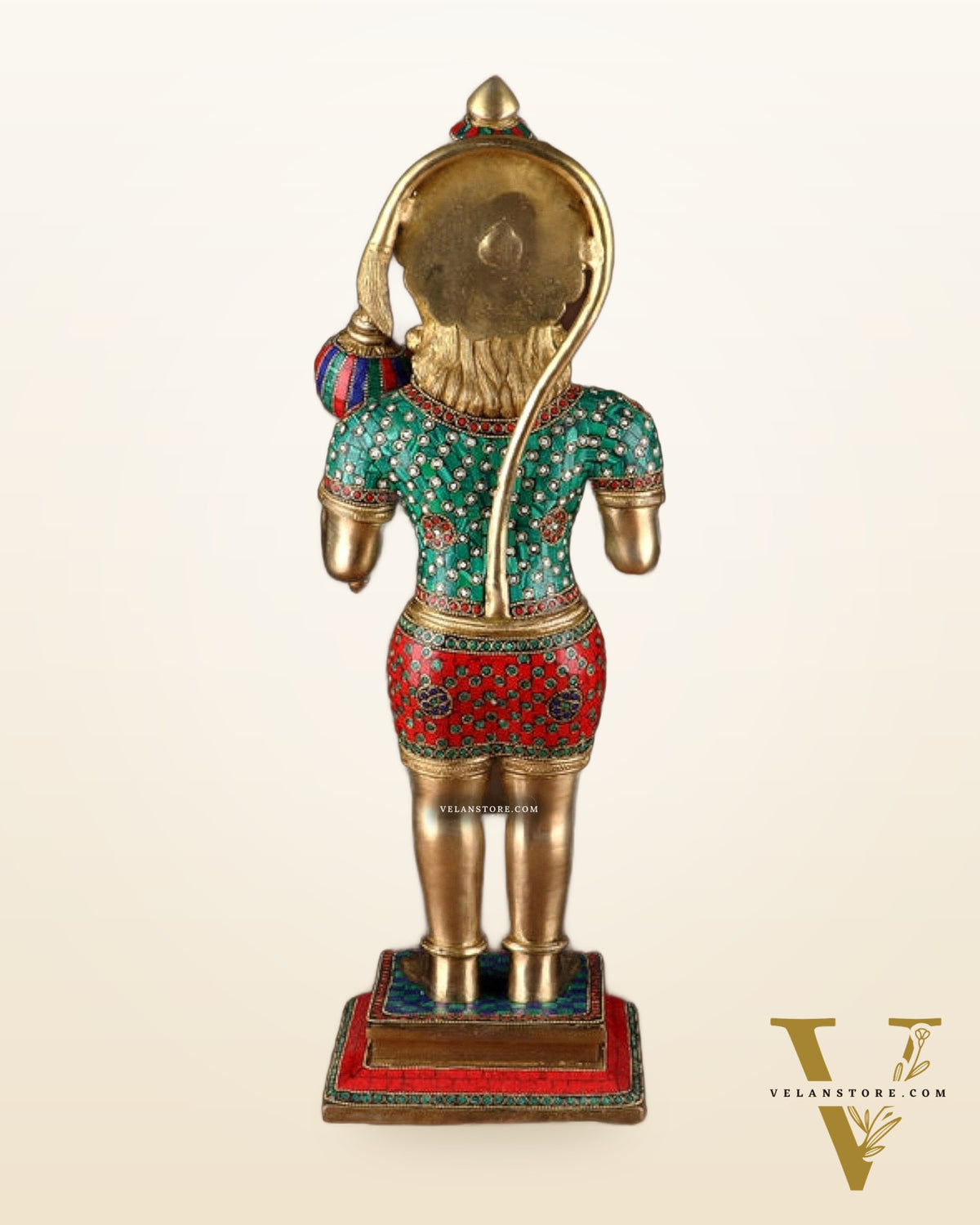 Exquisite Handcrafted Brass Lord Hanuman Statue with Meenakari - 23"