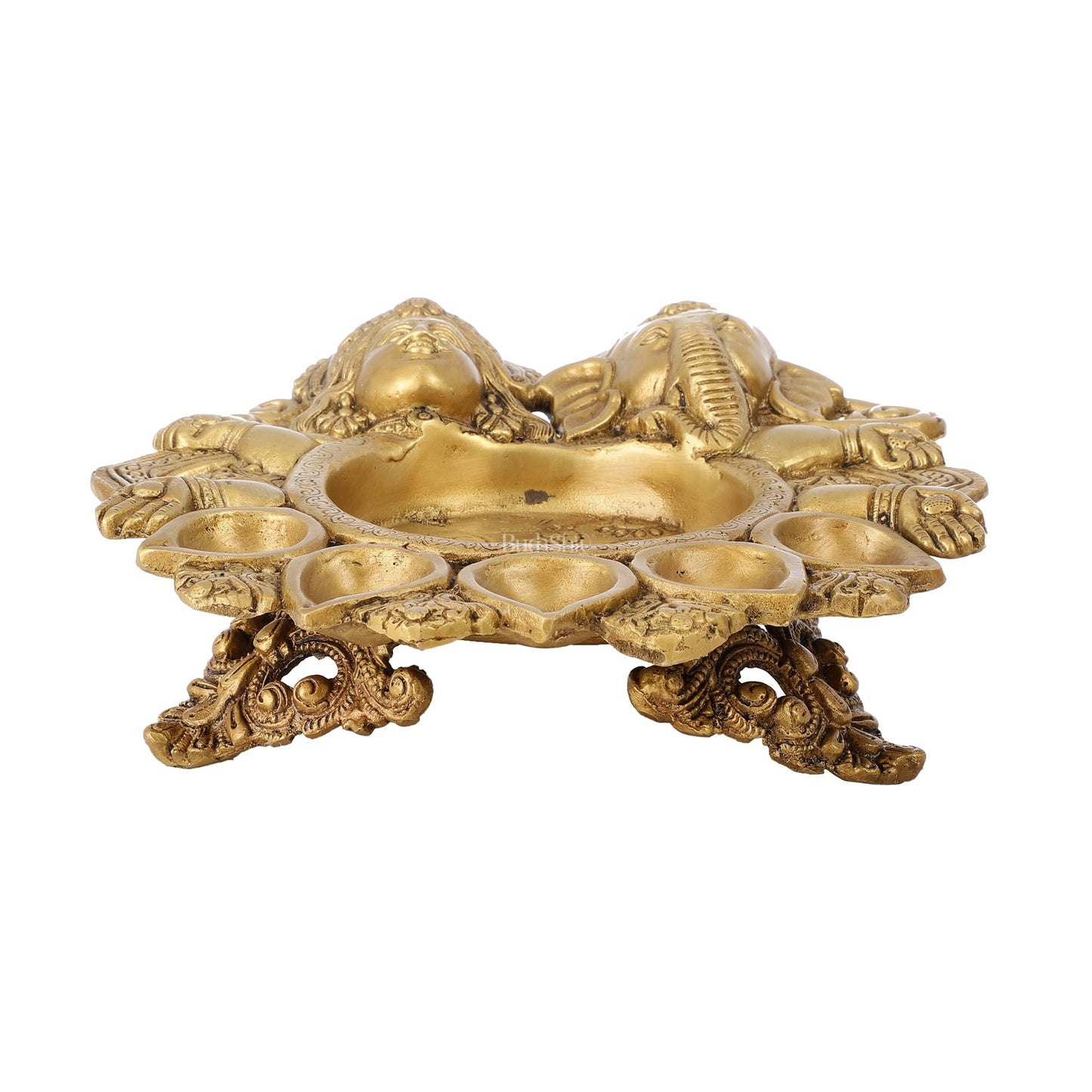 Exquisite Handcrafted Ganesha and Lakshmi Urli Diya and Urli